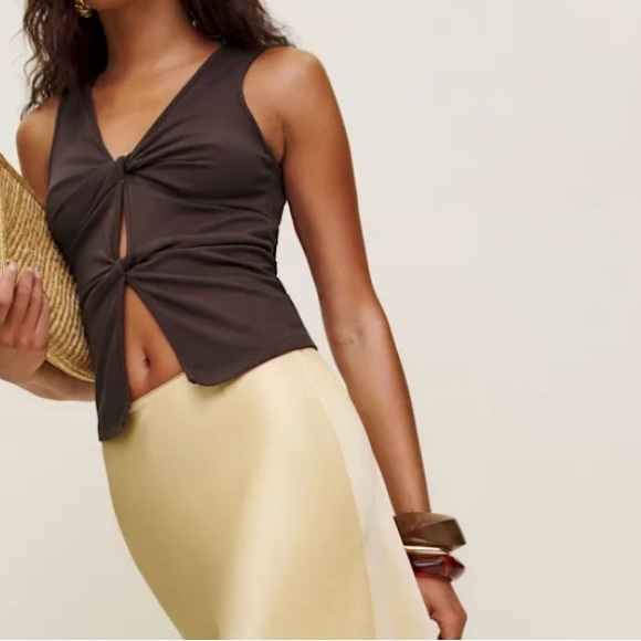 Reformation Brown Twist-Front Top - Picture 2 of 4